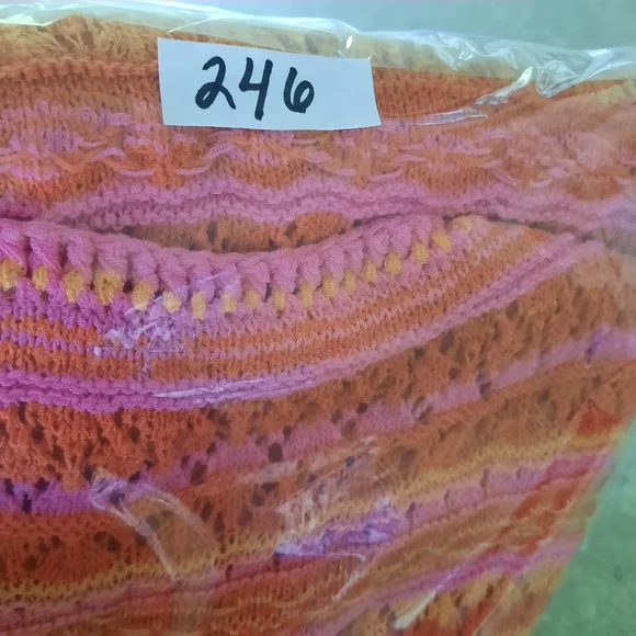 NWT Jessica Simpson Crochet Maxi Dress Size Med Orange Pink Open Knit Boho - Picture 15 of 15